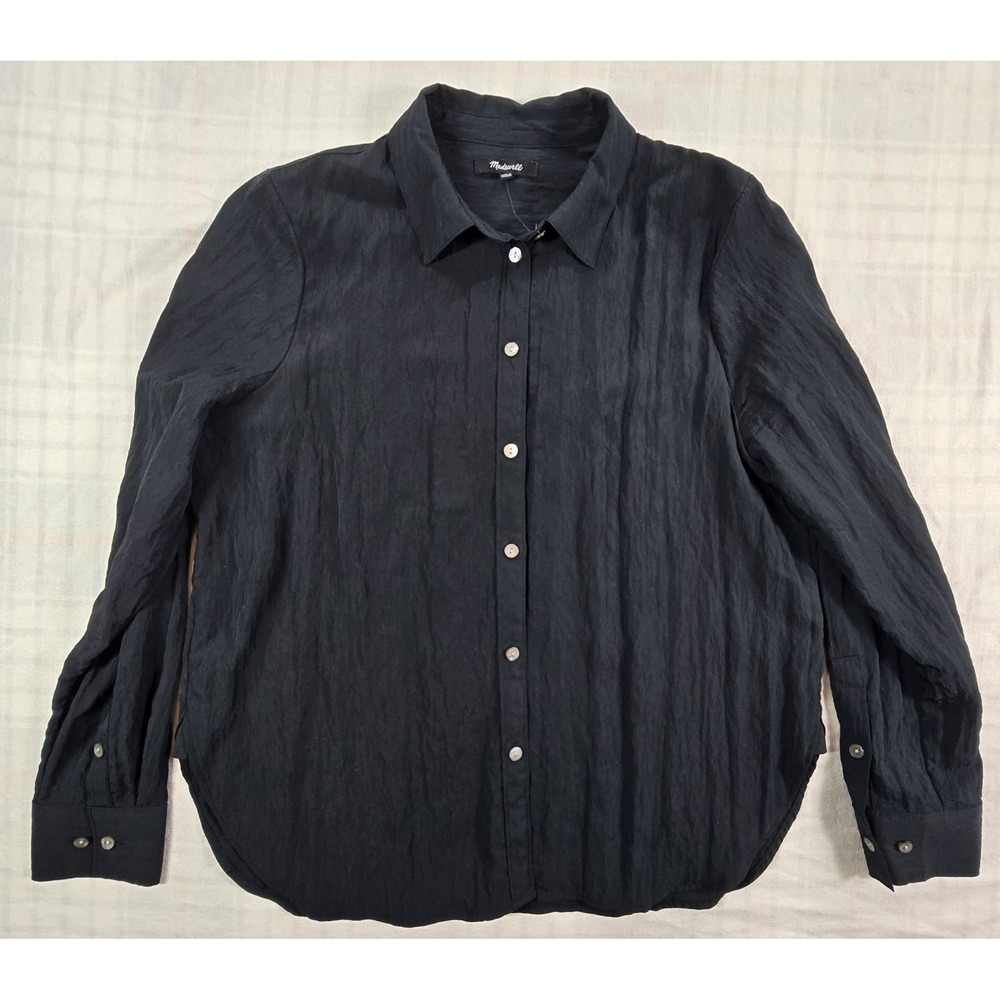 Madewell Crinkled Button Up Shirt Relaxed Fit Womens L NWT